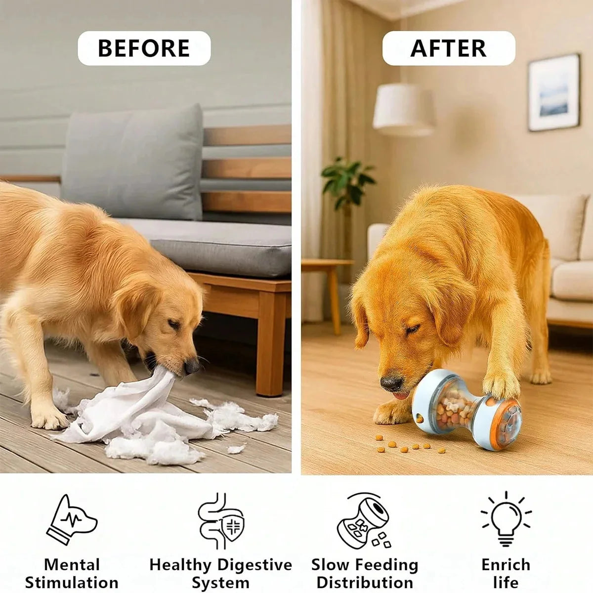 Dog Treat Dispenser Ball — Interactive Puzzle Slow Feeder Toy for All Breeds