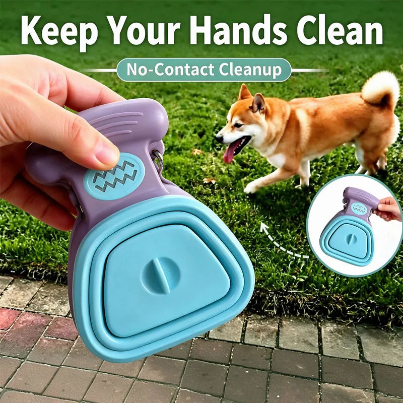 Foldable Dog Pooper Scooper with Built-In Bag Dispenser
