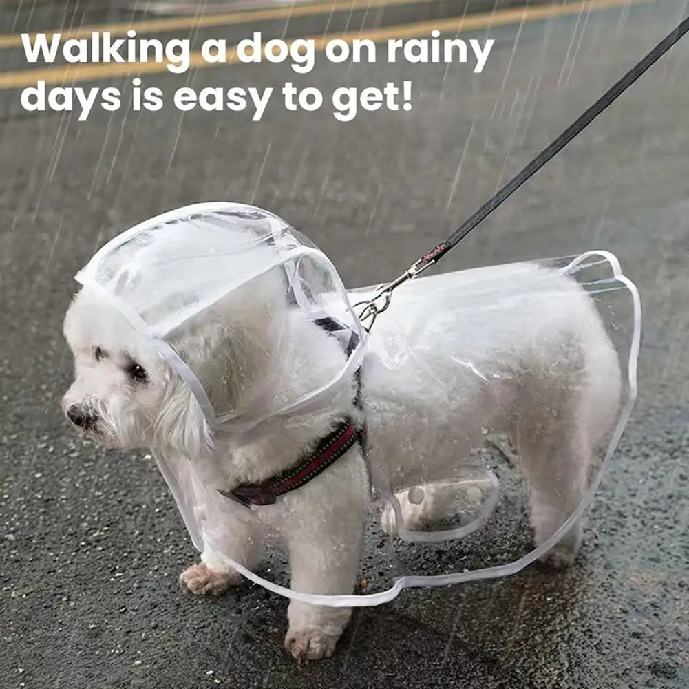 Waterproof Dog Raincoat | Hooded PVC Poncho with Transparent Brim & Leash Hole for Small to Large Dogs