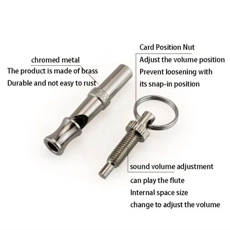Ultrasonic Dog Training Whistle | Stainless Steel Silent Whistle with Adjustable Pitch & Keychain