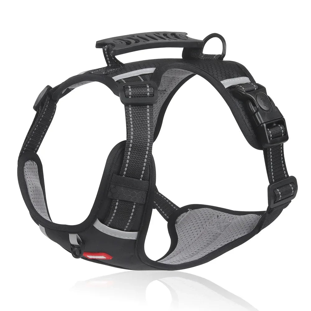 Adjustable Reflective Dog Harness with Waste Bag Dispenser