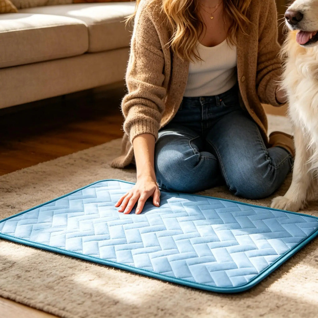 Pet Cooling Mat | Ice Silk Self-Cooling Pad for Dogs & Cats — Indoor & Outdoor Use