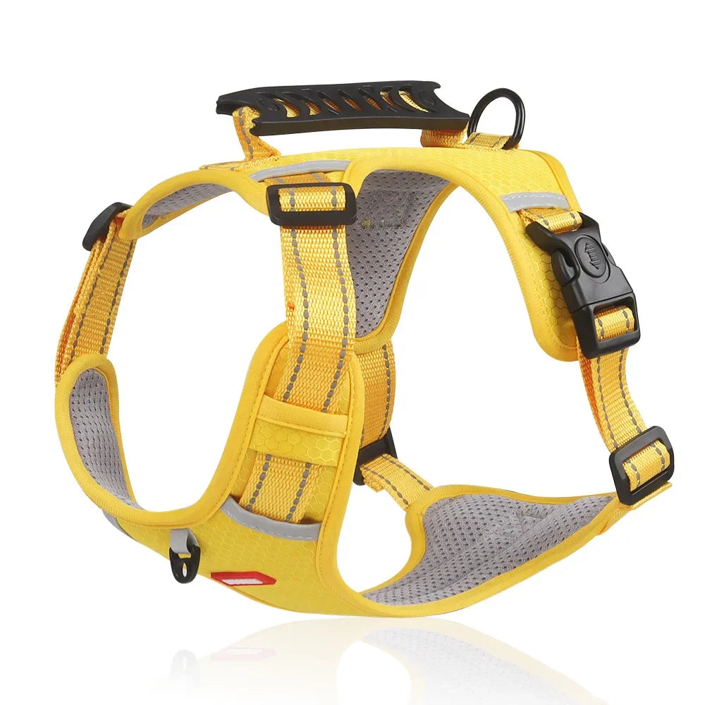 Adjustable Reflective Dog Harness with Waste Bag Dispenser