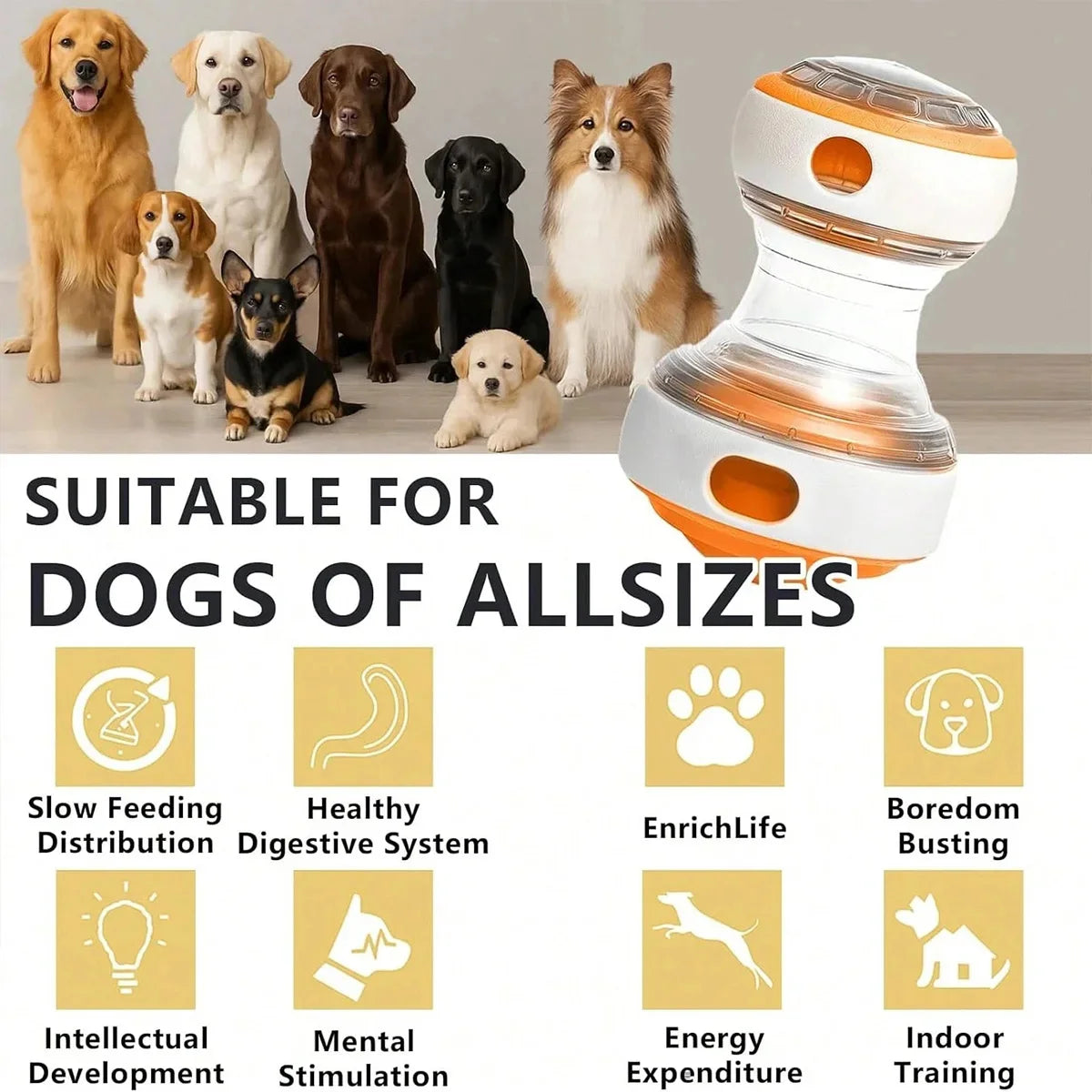 Dog Treat Dispenser Ball — Interactive Puzzle Slow Feeder Toy for All Breeds