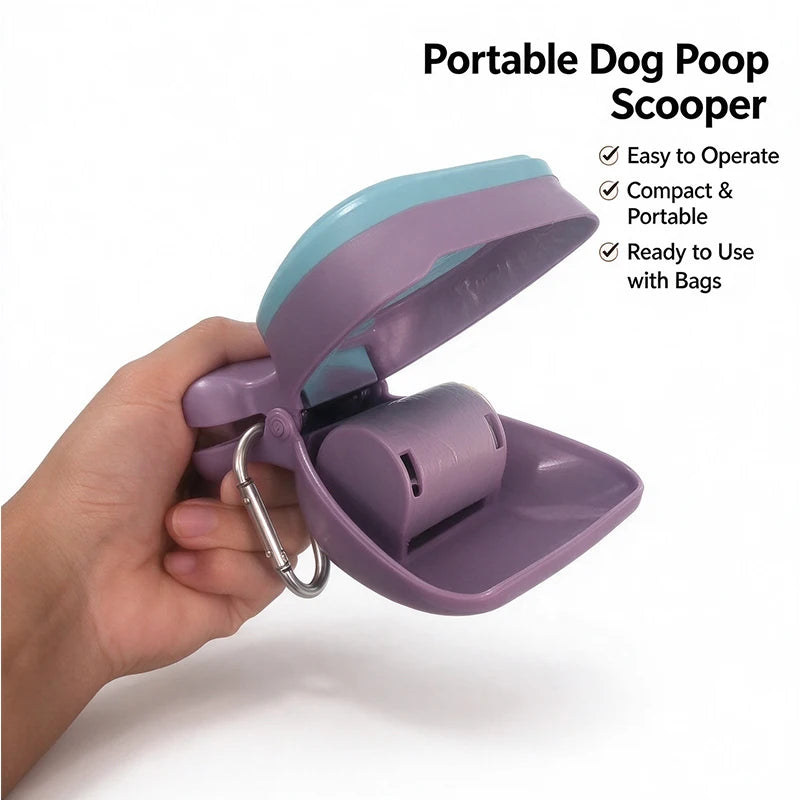 Foldable Dog Pooper Scooper with Built-In Bag Dispenser