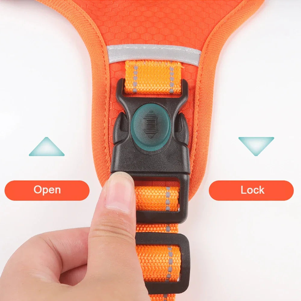 Adjustable Reflective Dog Harness with Waste Bag Dispenser