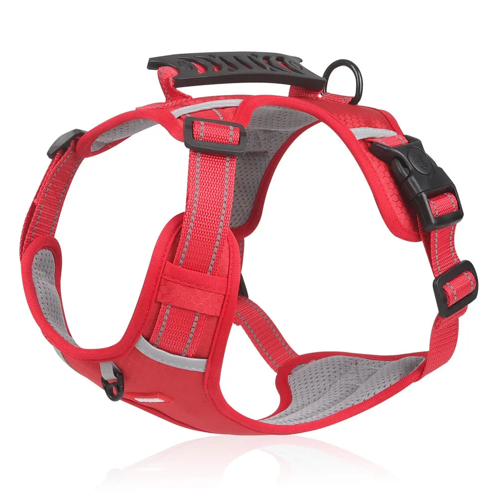 Adjustable Reflective Dog Harness with Waste Bag Dispenser