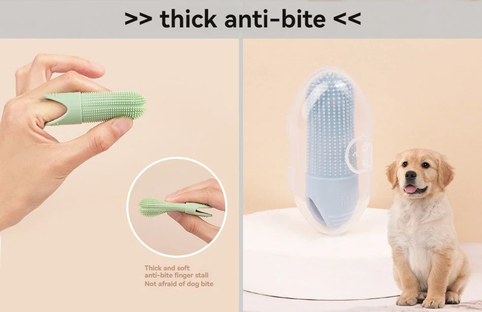 Pet Finger Toothbrush Set | Food-Grade Silicone Dental Kit for Dogs & Cats — 360° Cleaning