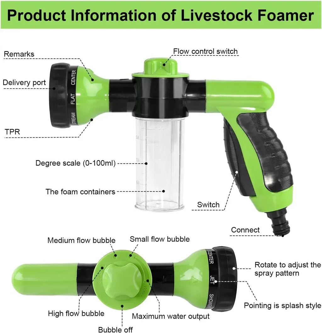 8-Pattern Pet Shower Sprayer with Adjustable Soap Dispenser