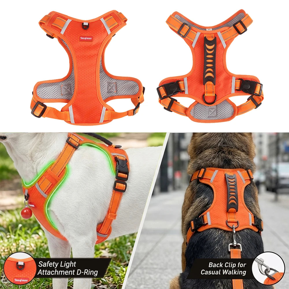 Adjustable Reflective Dog Harness with Waste Bag Dispenser