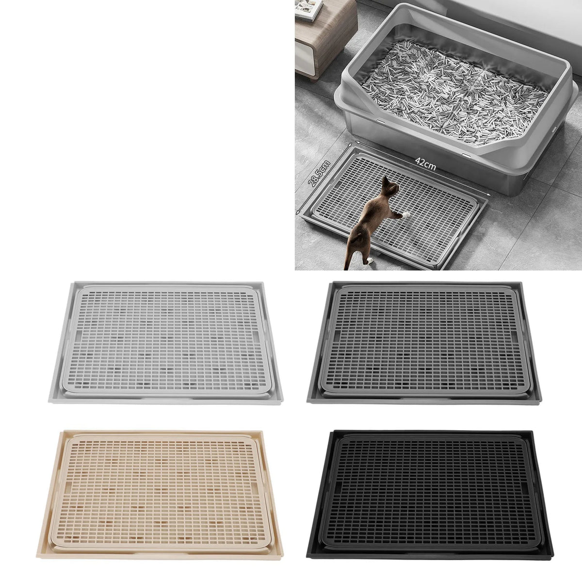 Double-Layer Cat Litter Mat with Anti-Slip Base