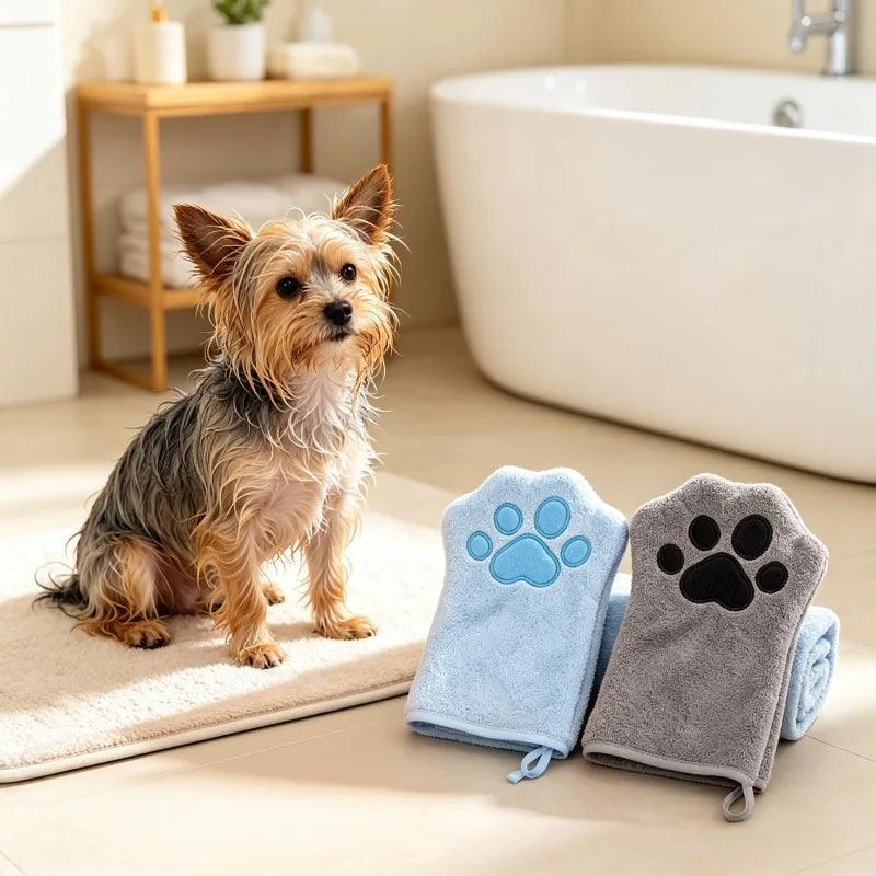 Pet Grooming Drying Glove | Quick-Dry Microfiber Mitt for Dogs & Cats