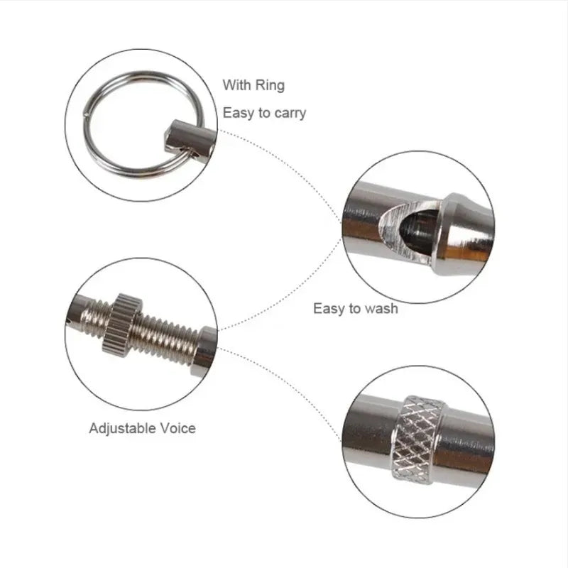 Ultrasonic Dog Training Whistle | Stainless Steel Silent Whistle with Adjustable Pitch & Keychain