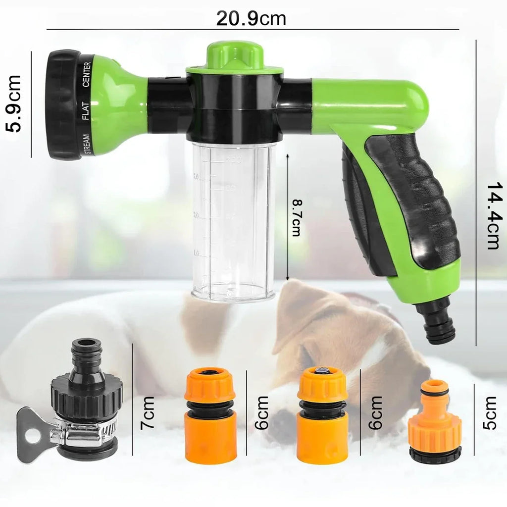 8-Pattern Pet Shower Sprayer with Adjustable Soap Dispenser