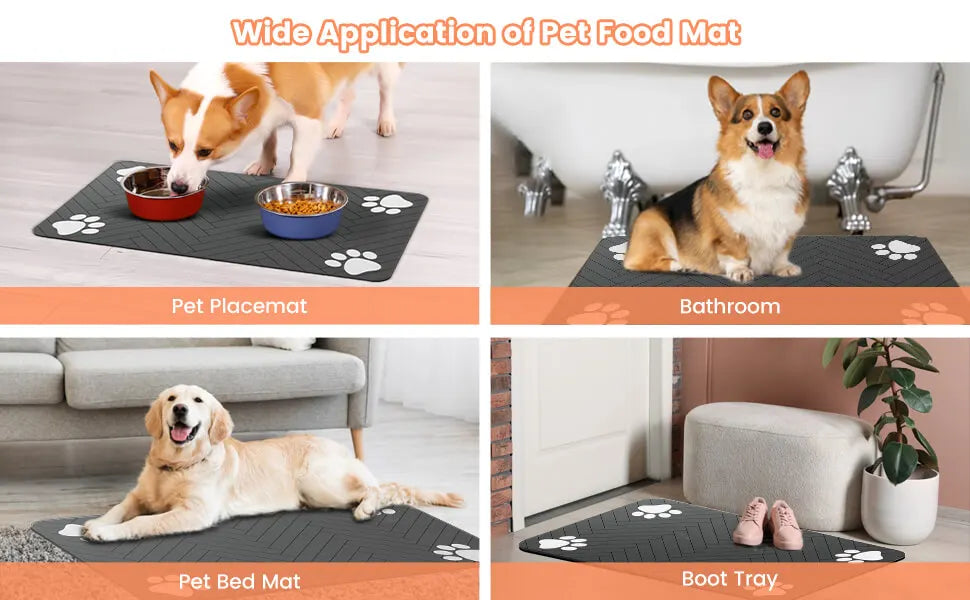 Absorbent Pet Feeding Mat | Quick-Dry Diatomite Placemat with Non-Slip Rubber Backing for Dogs & Cats