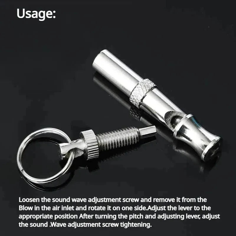 Ultrasonic Dog Training Whistle | Stainless Steel Silent Whistle with Adjustable Pitch & Keychain
