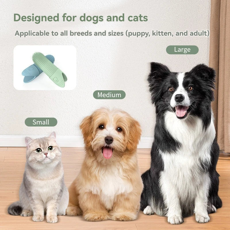 Pet Finger Toothbrush Set | Food-Grade Silicone Dental Kit for Dogs & Cats — 360° Cleaning