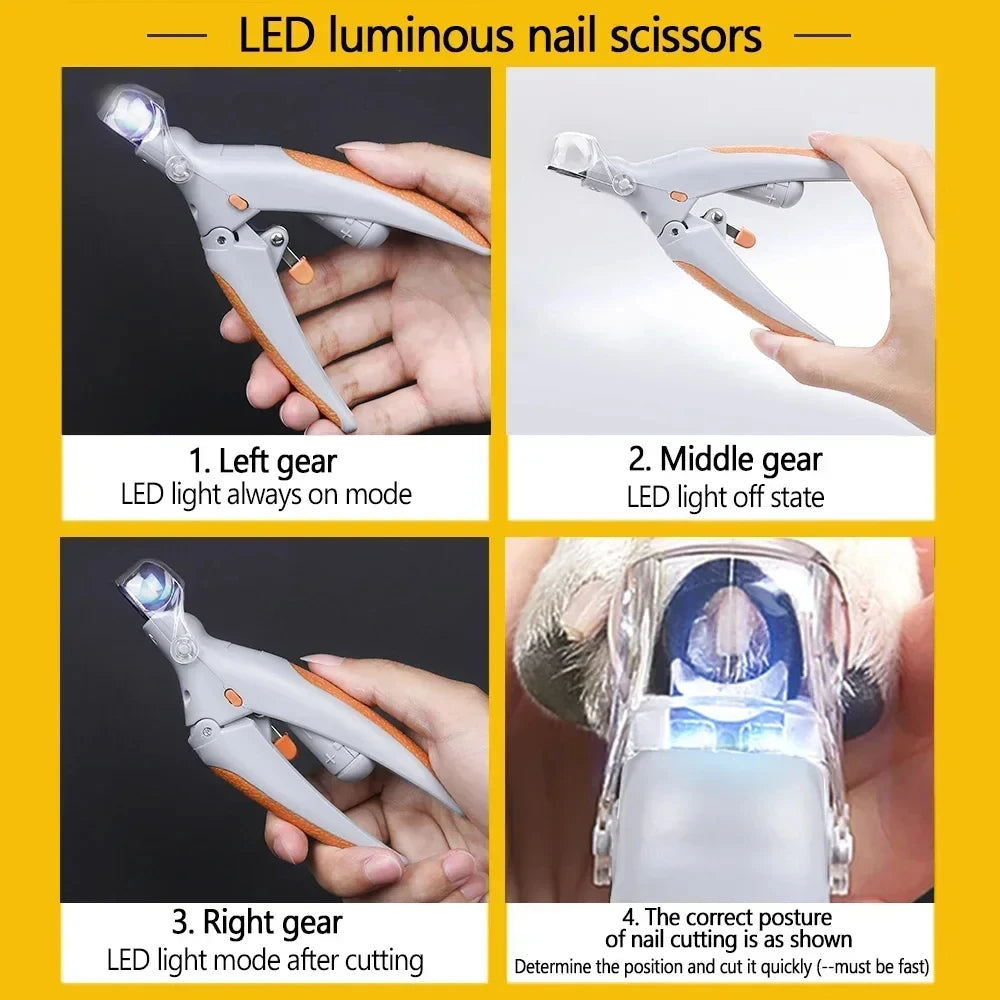 專業寵物指甲剪（附 LED 燈）— 貓狗指甲剪工具、腳趾甲剪刀、寵物用品