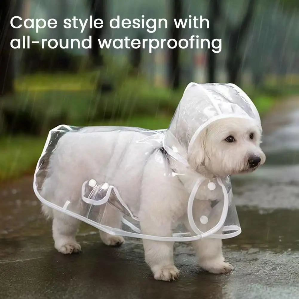 Waterproof Dog Raincoat | Hooded PVC Poncho with Transparent Brim & Leash Hole for Small to Large Dogs