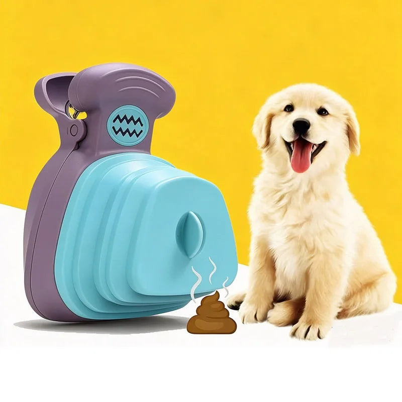 Foldable Dog Pooper Scooper with Built-In Bag Dispenser