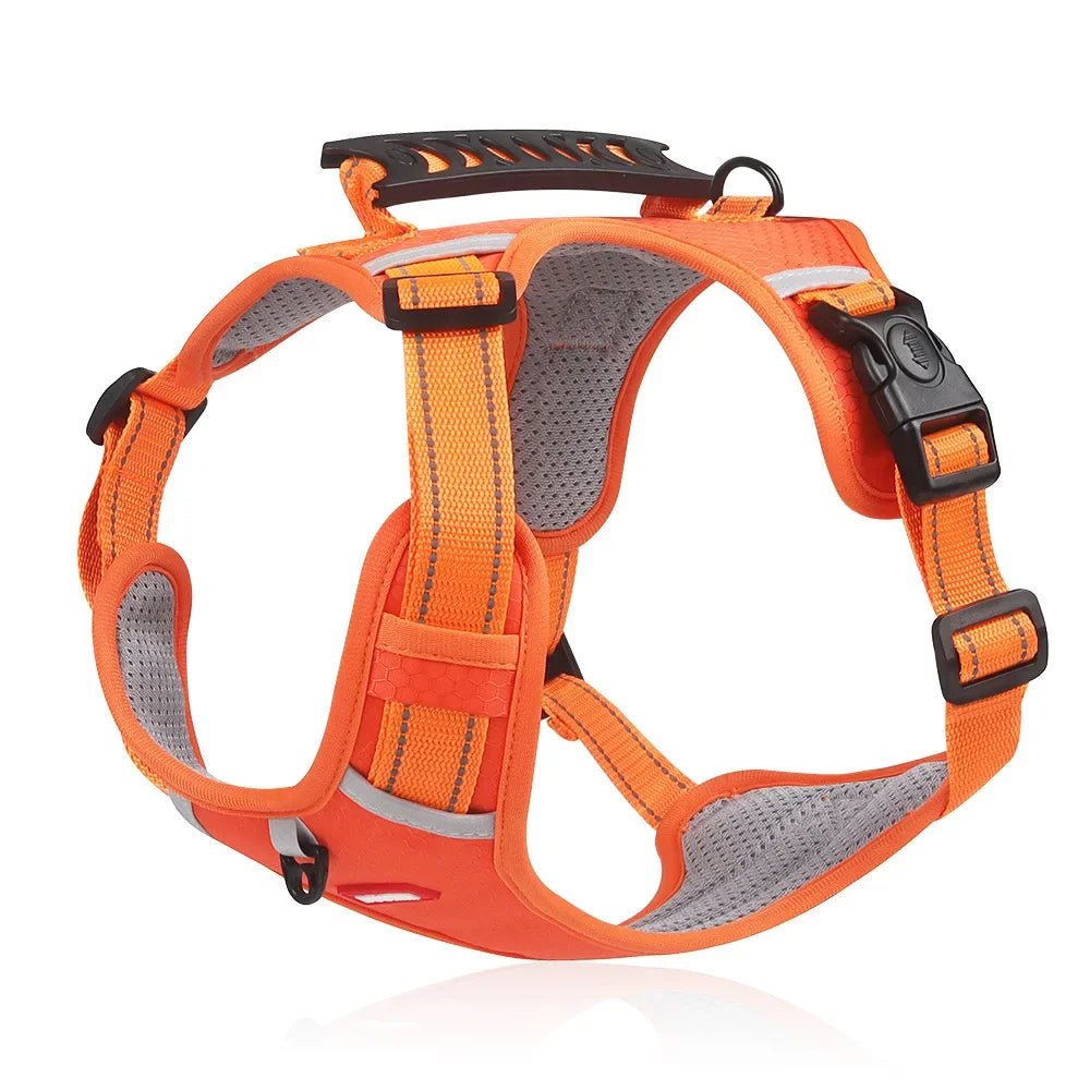 Adjustable Reflective Dog Harness with Waste Bag Dispenser
