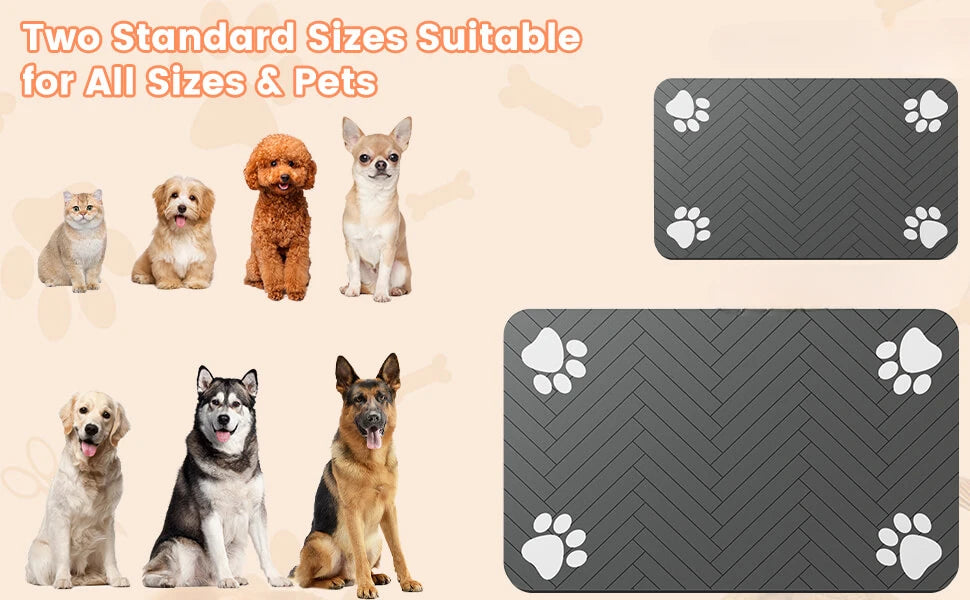 Absorbent Pet Feeding Mat | Quick-Dry Diatomite Placemat with Non-Slip Rubber Backing for Dogs & Cats