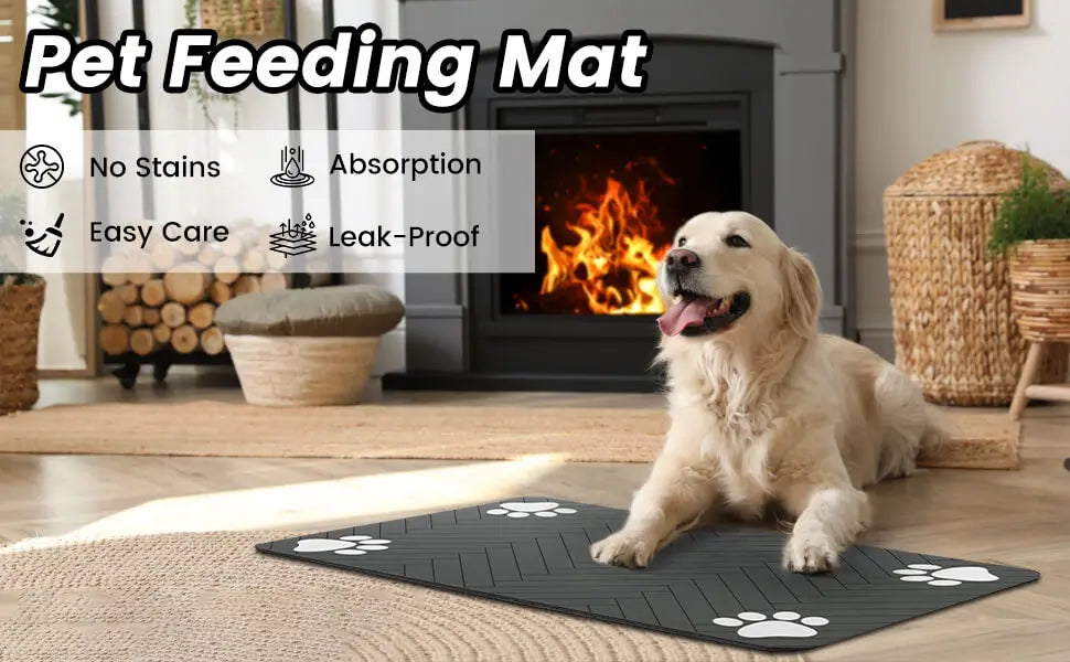 Absorbent Pet Feeding Mat | Quick-Dry Diatomite Placemat with Non-Slip Rubber Backing for Dogs & Cats