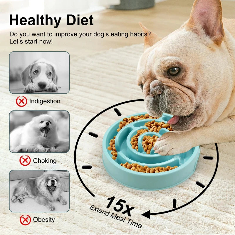 Pet Slow Feeder Bowl — Non-Slip Maze Design for Dogs & Cats