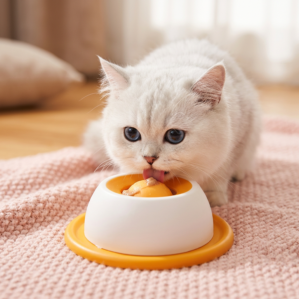 Cat with Lick Bowl