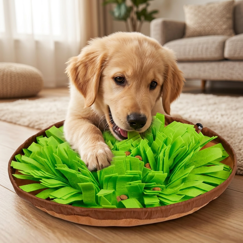 Dog using Pet Snuffle Mat
